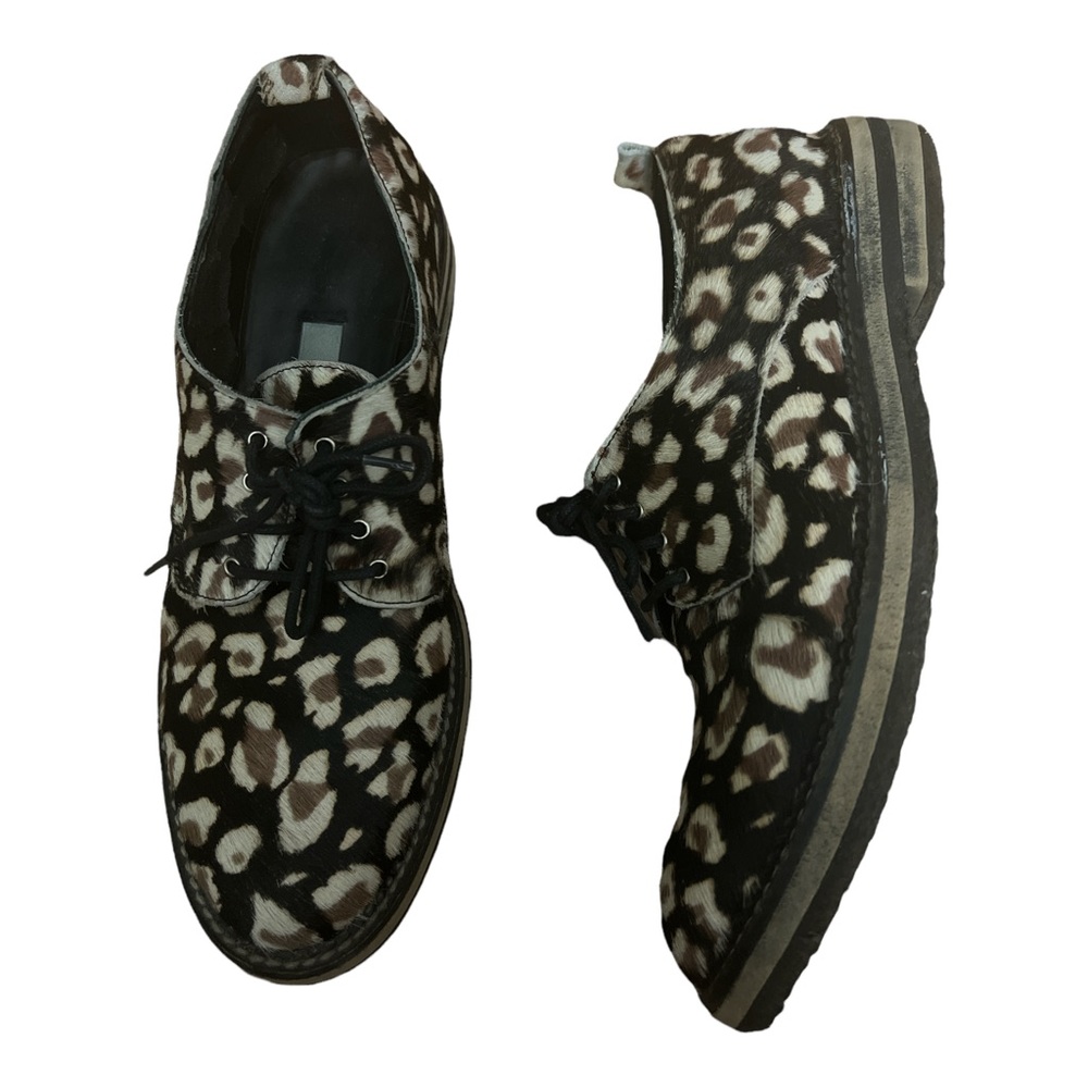 MIISTA LONDON Calf Hair Leopars Print Oxfords, Animal Print Oxfords, Size 8‎ - Picture 2 of 7
